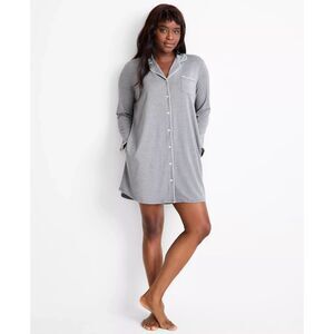 State of Day Women's Notch Collar Sleepshirt Pockets Grey Size S Oeko Tex